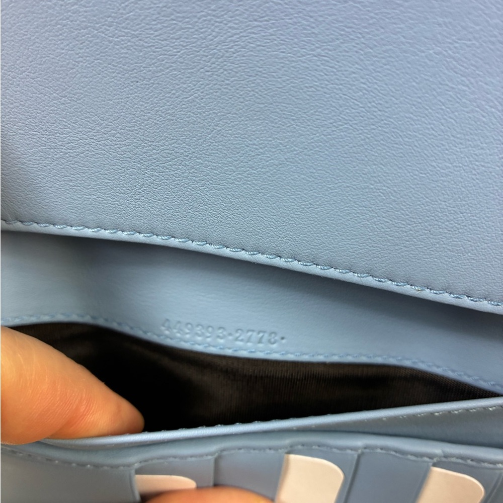 Gucci Micro Guccissima Light Blue GG Leather Multi Pocket Wallet NWOT Authentic - Picture 11 of 14